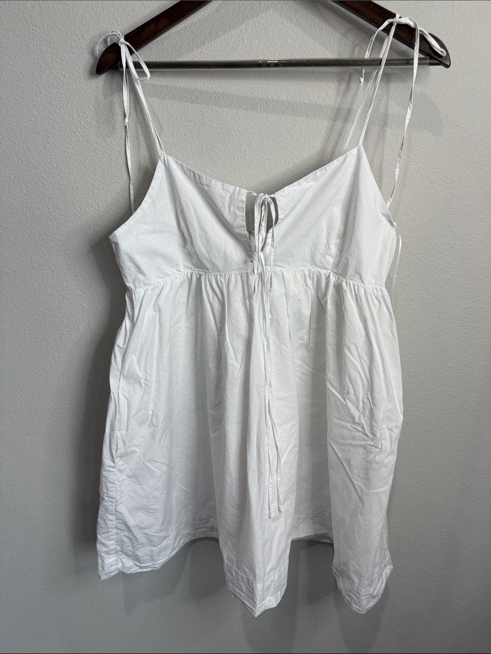 Nia White 100% Cotton Mini Adjustable Strap Sundress Size S
